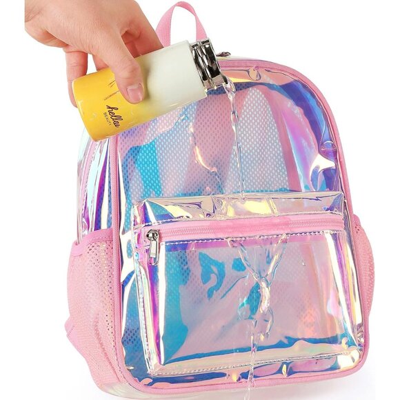 New Beautiful Pink Clear Small Backpack for Girls, Women's (12x12x6) - Picture 9 of 9